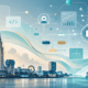 Skyline von Antwerpen mit abstrakten KI- und Business-Central-Elementen