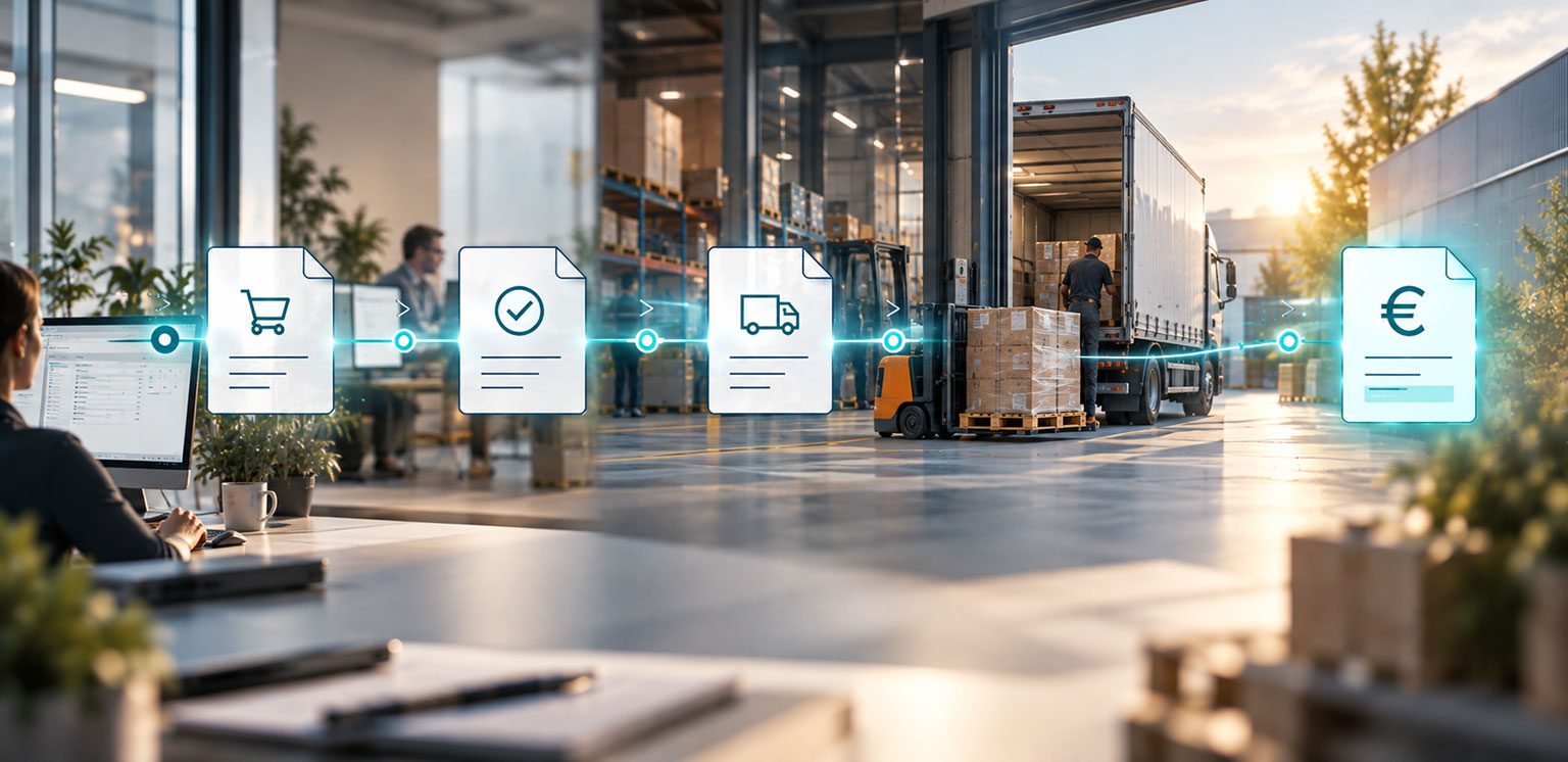Digitale Prozesskette von Bestellung über Auftragsbestätigung und Lieferavis bis zur E-Rechnung